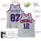 Custom Gray Royal Pinstripe Royal-Red Authentic Basketball Jersey