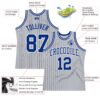 Custom Gray Royal Pinstripe Royal-White Authentic Basketball Jersey