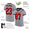 Custom Gray Red-Black Mesh Authentic Football Jersey