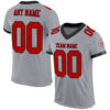 Custom Gray Red-Black Mesh Authentic Football Jersey