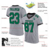 Custom Gray Kelly Green-Black Mesh Authentic Football Jersey