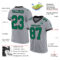 Custom Gray Kelly Green-Black Mesh Authentic Football Jersey