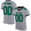 Custom Gray Kelly Green-Black Mesh Authentic Football Jersey