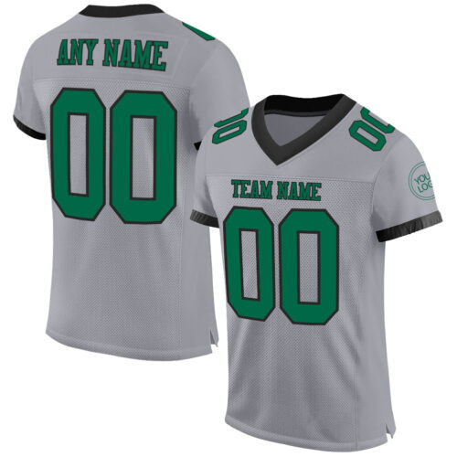 Gray0543 Custom Gray Kelly Green-Black Mesh Authentic Football Jersey
