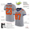 Gray0546-1 Custom Gray Orange-Navy Mesh Authentic Football Jersey
