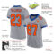 Gray0548-1 Custom Gray Orange-Navy Mesh Authentic Football Jersey