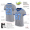 Custom Gray Light Blue-Royal Mesh Authentic Football Jersey