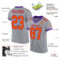 Gray0553-1 Custom Gray Orange-Purple Mesh Authentic Football Jersey