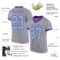Gray0554-1 Custom Gray Light Blue-Purple Mesh Authentic Football Jersey