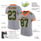 Gray0558-1 Custom Gray Green-Orange Mesh Authentic Football Jersey