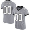 Custom Gray White-Black Mesh Authentic Football Jersey
