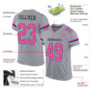 Custom Gray Pink Black-Light Blue Mesh Authentic Football Jersey