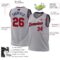 Custom Gray Red-Navy Authentic Throwback Basketball Jersey