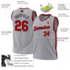 Custom Gray Red-Black Authentic Throwback Basketball Jersey