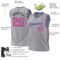 Custom Gray Pink Black-Light Blue Authentic Throwback Basketball Jersey