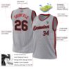 Custom Gray Black-Red Authentic Throwback Basketball Jersey