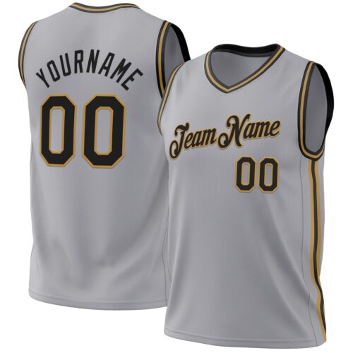 Gray0740 Custom Gray Black-Old Gold Authentic Throwback Basketball Jersey