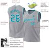 Custom Gray Teal-White Authentic Throwback Basketball Jersey