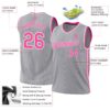 Custom Gray Pink-White Authentic Throwback Basketball Jersey