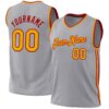 Custom Gray Gold-Red Authentic Throwback Basketball Jersey