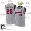Custom Gray Maroon-Black Authentic Throwback Basketball Jersey