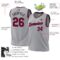 Custom Gray Maroon-Black Authentic Throwback Basketball Jersey