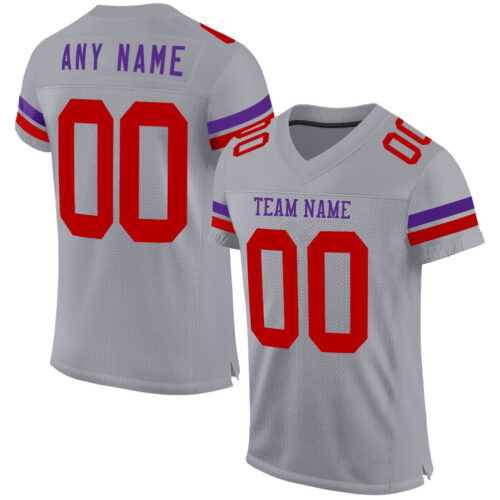 Gray1006 Custom Gray Red-Purple Mesh Authentic Football Jersey