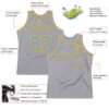 Custom Gray Light Blue-Gold Authentic Throwback Basketball Jersey