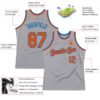 Custom Gray Orange-Light Blue Authentic Throwback Basketball Jersey