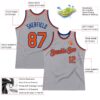 Custom Gray Orange-Royal Authentic Throwback Basketball Jersey