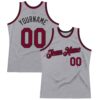 Custom Gray Maroon-Black Authentic Throwback Basketball Jersey