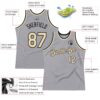 Custom Gray Cream-Black Authentic Throwback Basketball Jersey
