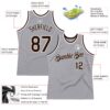 Custom Gray Brown-White Authentic Throwback Basketball Jersey