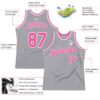 Custom Gray Pink-White Authentic Throwback Basketball Jersey