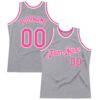 Custom Gray Pink-White Authentic Throwback Basketball Jersey