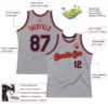 Custom Gray Navy Old Gold-Red Authentic Throwback Basketball Jersey