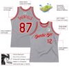 Custom Gray Red-White Authentic Throwback Basketball Jersey