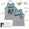 Custom Gray Black-Teal Authentic Throwback Basketball Jersey