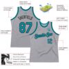 Custom Gray Teal-Black Authentic Throwback Basketball Jersey