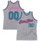 Custom Gray Teal Black-Pink Authentic Throwback Basketball Jersey