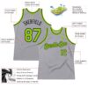 Custom Gray Neon Green-Black Authentic Throwback Basketball Jersey