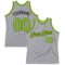 Custom Gray Neon Green-Black Authentic Throwback Basketball Jersey