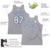 Custom Gray White-Royal Authentic Throwback Basketball Jersey