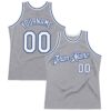 Custom Gray White-Royal Authentic Throwback Basketball Jersey