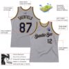 Custom Gray Navy-Old Gold Authentic Throwback Basketball Jersey