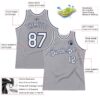 Custom Gray White-Navy Authentic Throwback Basketball Jersey