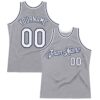 Custom Gray White-Navy Authentic Throwback Basketball Jersey