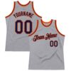 Custom Gray Navy-Orange Authentic Throwback Basketball Jersey