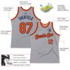Custom Gray Orange-Navy Authentic Throwback Basketball Jersey