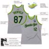 Custom Gray Navy-Neon Green Authentic Throwback Basketball Jersey